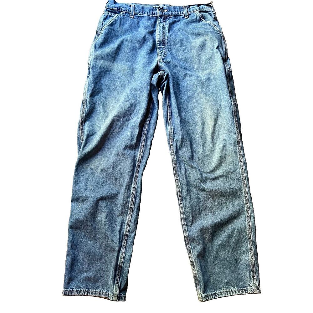 Carhartt FRB13 DNM Fire Resistant Loose Straight Denim Work Jeans Men's 38x36